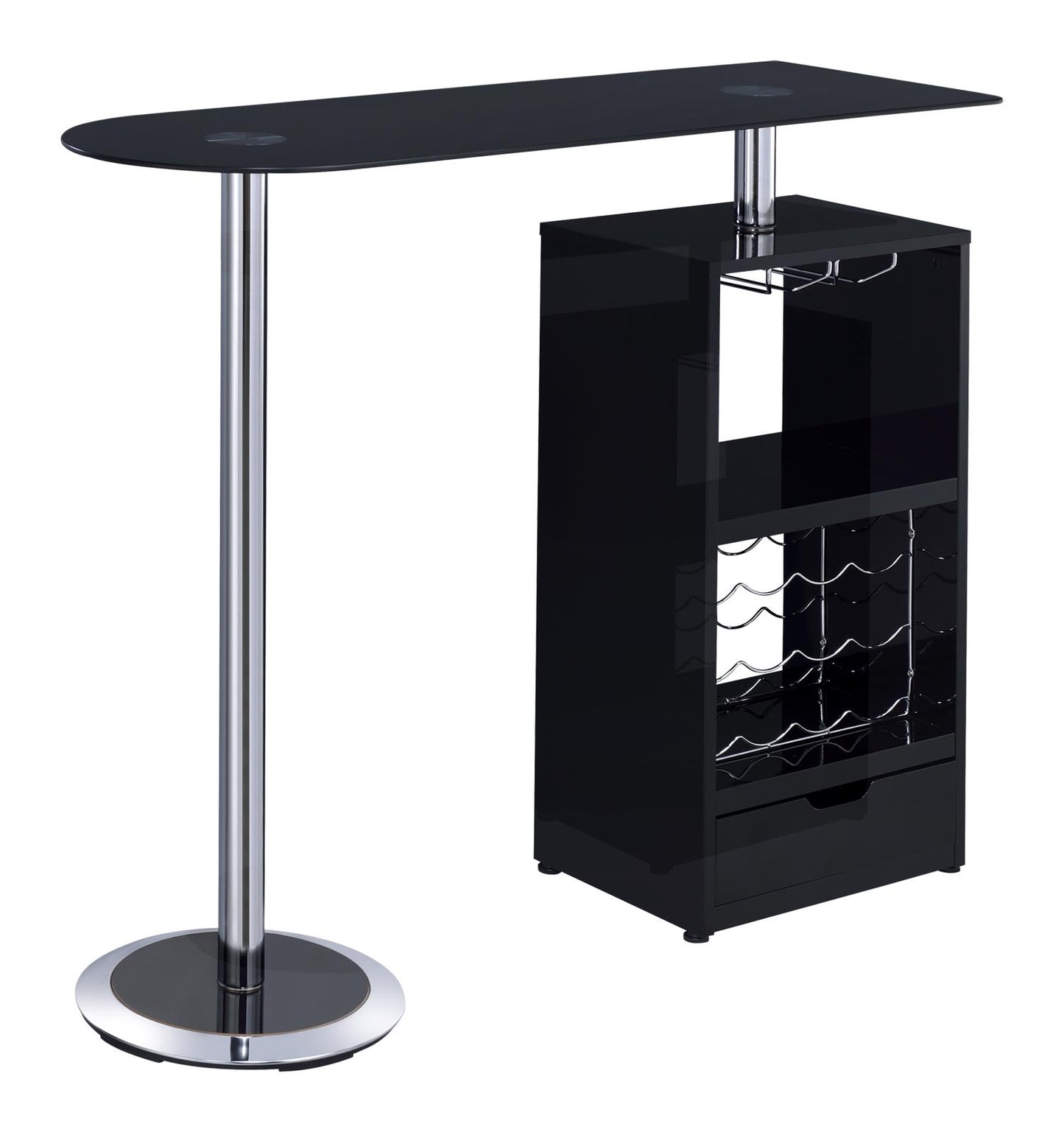 Koufax - Koufax 1-drawer Bar Table Glossy Black