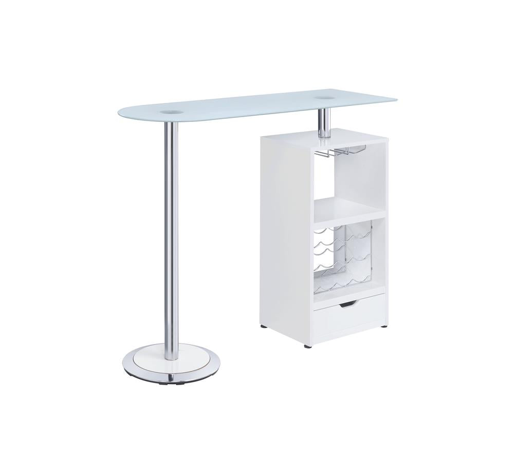 Koufax - Koufax 1-drawer Bar Table Glossy White