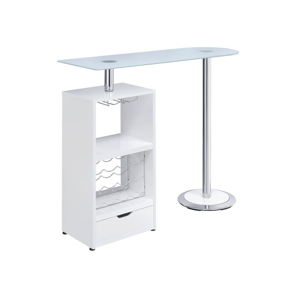 Koufax - Koufax 1-drawer Bar Table Glossy White