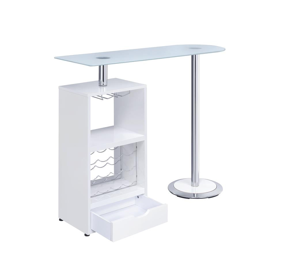 Koufax - Koufax 1-drawer Bar Table Glossy White