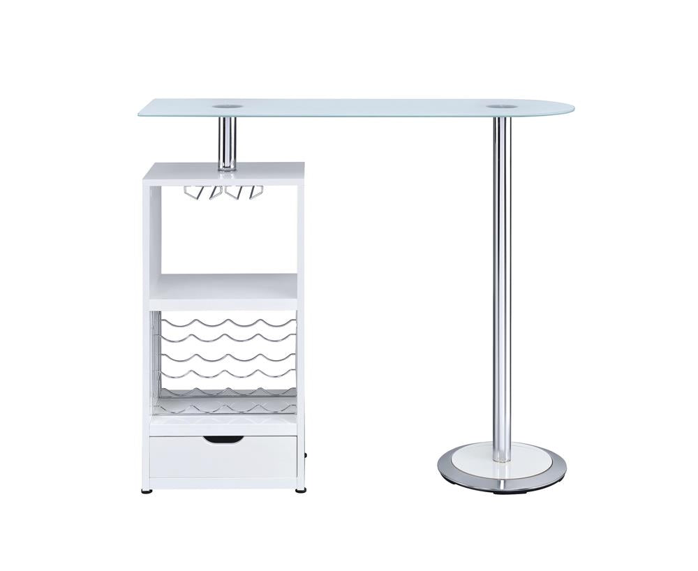 Koufax - Koufax 1-drawer Bar Table Glossy White