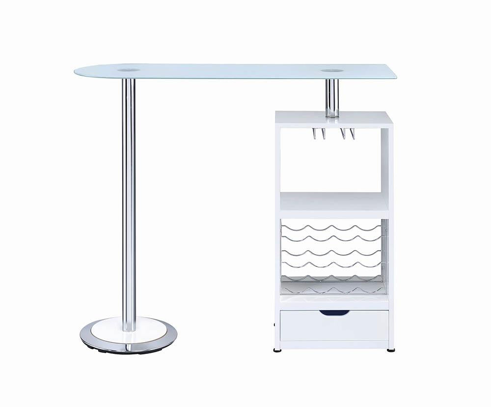 Koufax - Koufax 1-drawer Bar Table Glossy White