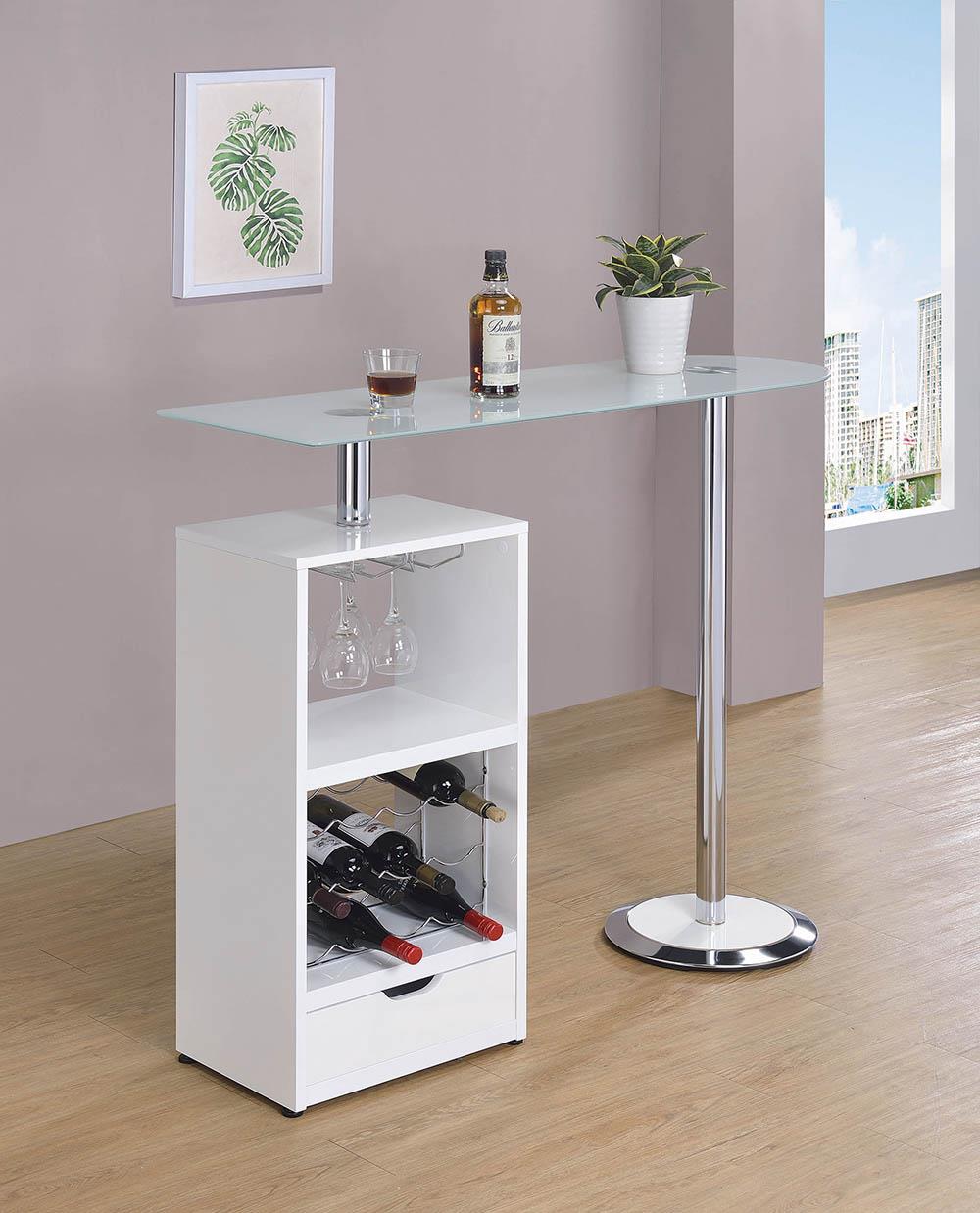 Koufax - Koufax 1-drawer Bar Table Glossy White