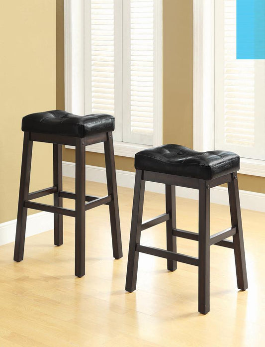 Donald - Donald Upholstered Counter Height Stools Black and Cappuccino (Set of 2)