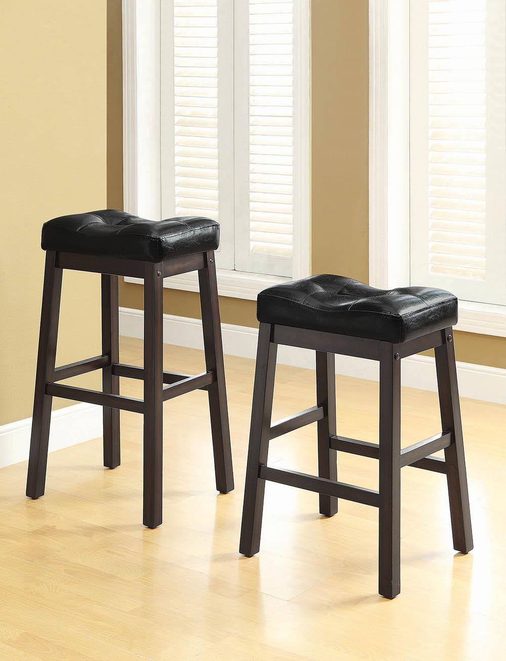 Donald - Donald Upholstered Bar Stools Black and Cappuccino (Set of 2)