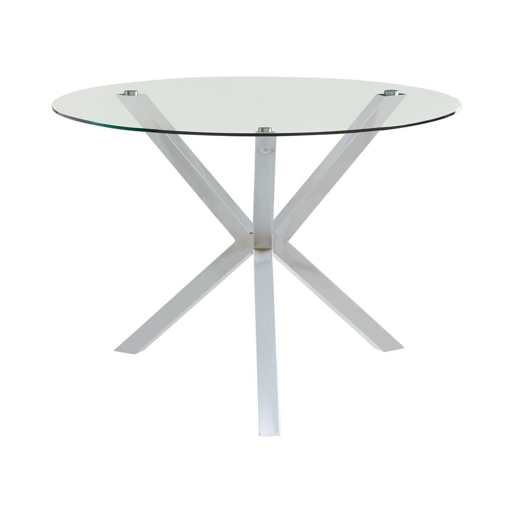 Vance - Vance Glass Top Dining Table with X-cross Base Chrome