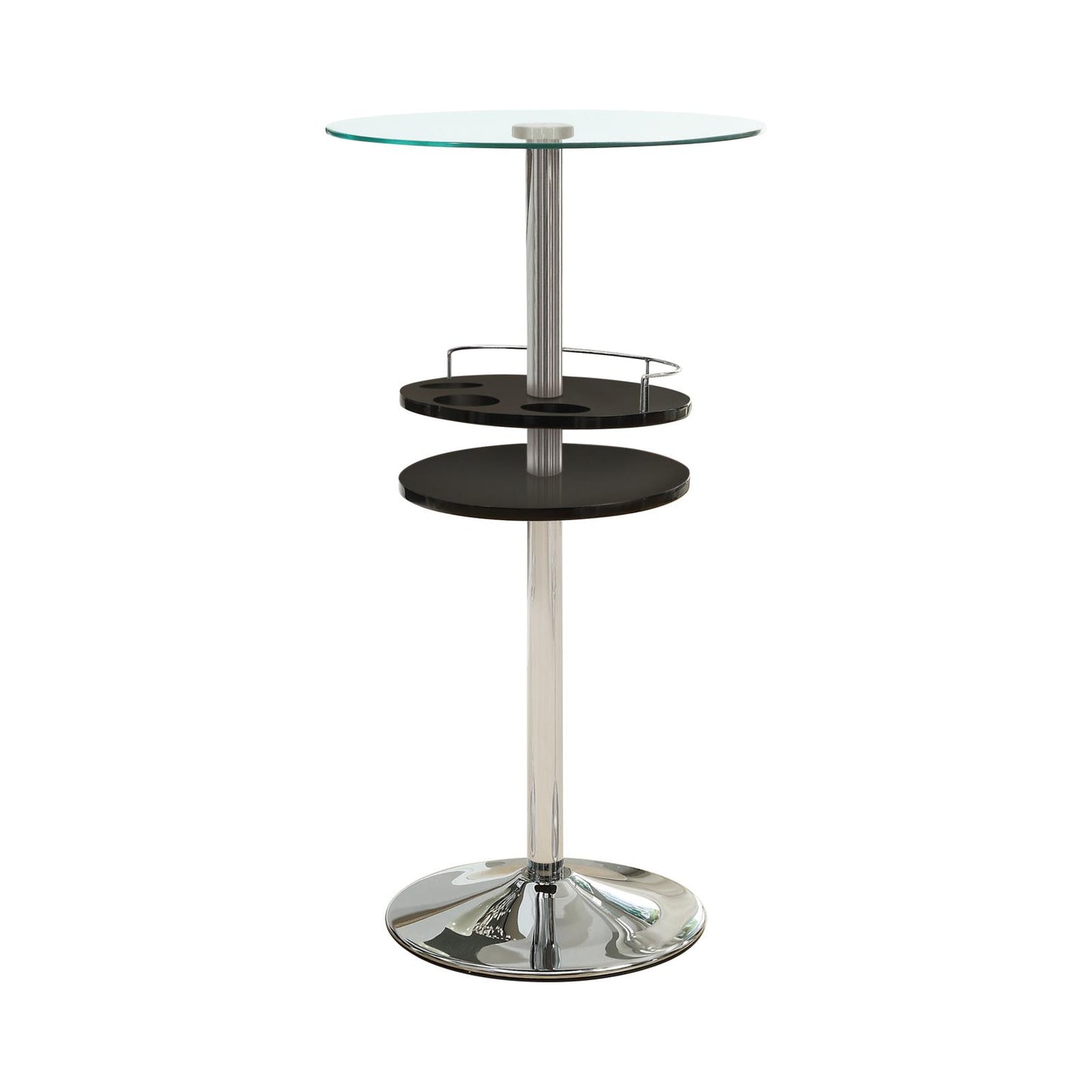 Gianella - Gianella Glass Top Bar Table with Wine Storage Black and Chrome