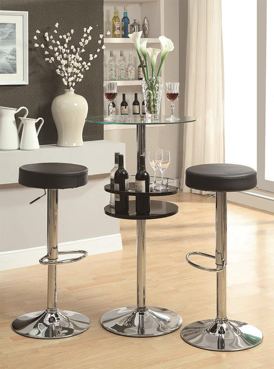 Gianella - Gianella Glass Top Bar Table with Wine Storage Black and Chrome