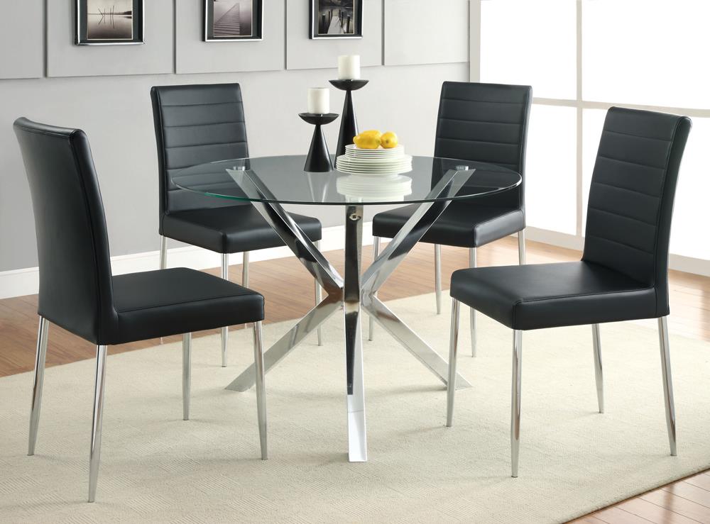 Vance - Vance Glass Top Dining Table with X-cross Base Chrome