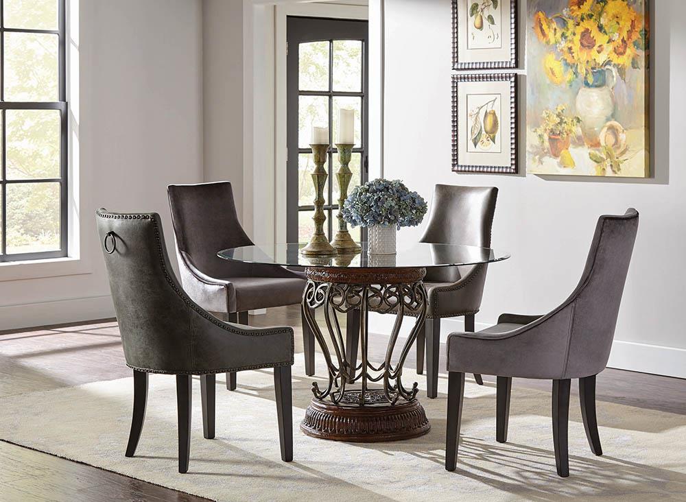 Mindy - Mindy Upholstered Demi Wing Chairs Grey (Set of 2)
