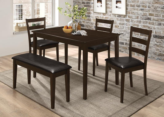 Guillen - Guillen 5-piece Dining Set with Bench Cappuccino and Dark Brown