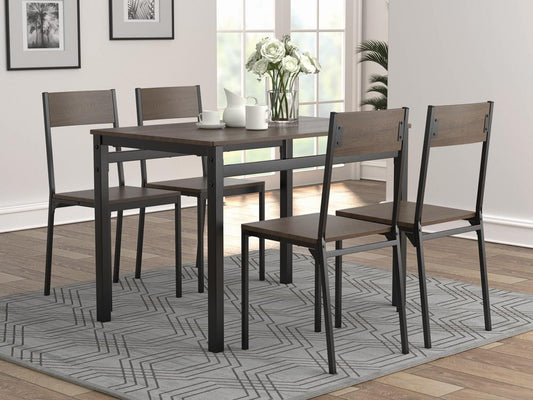 Lana - Lana 5-piece Dining Set Ark Brown and Matte Black