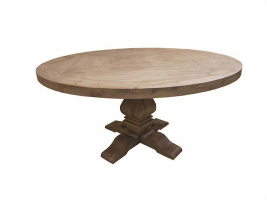Florence - Florence Round Pedestal Dining Table Rustic Smoke