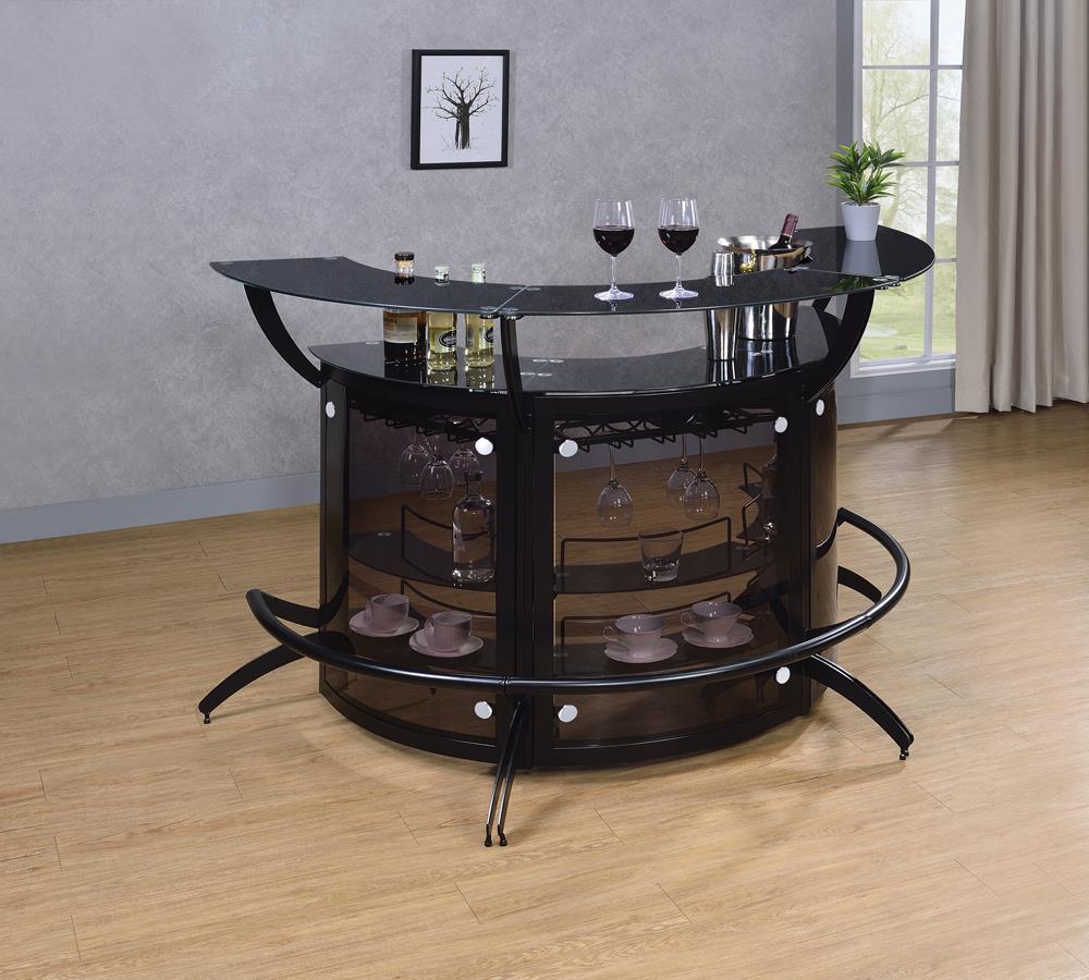 Dallas - Dallas 3-Bottle Wine Rack Bar Unit Smoked and Black