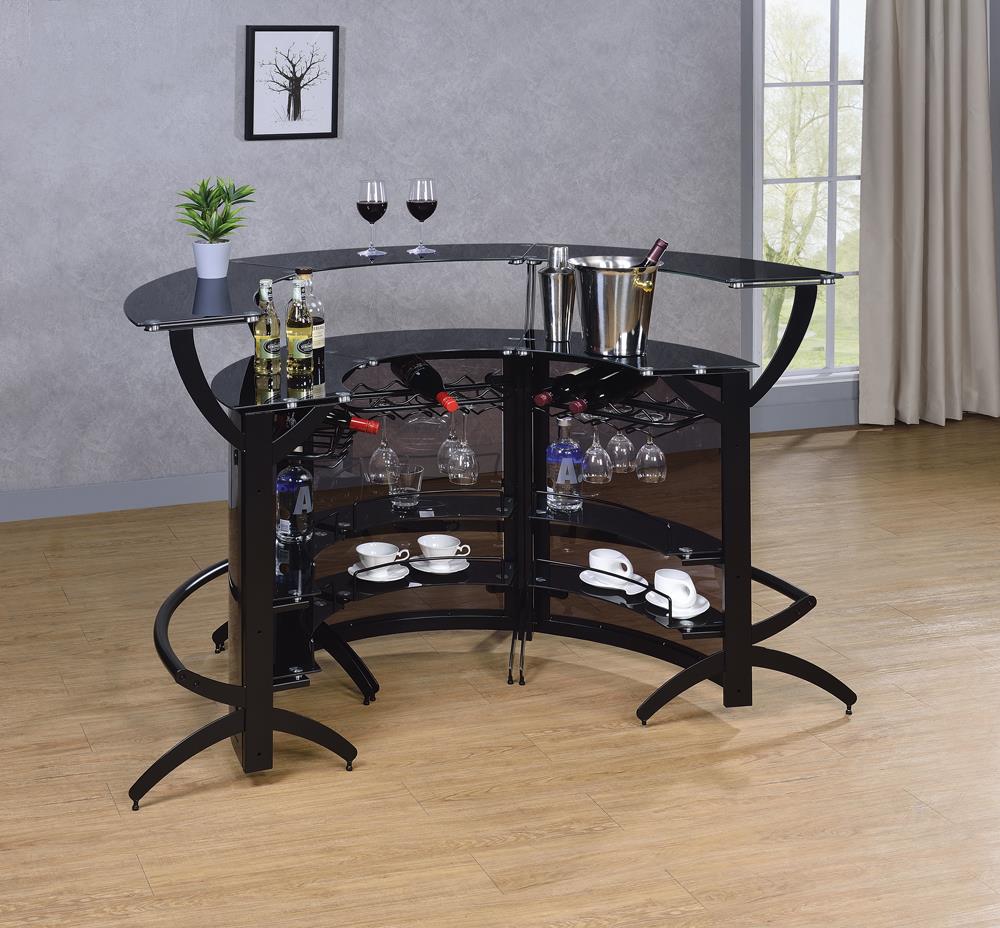 Dallas - Dallas 3-Bottle Wine Rack Bar Unit Smoked and Black