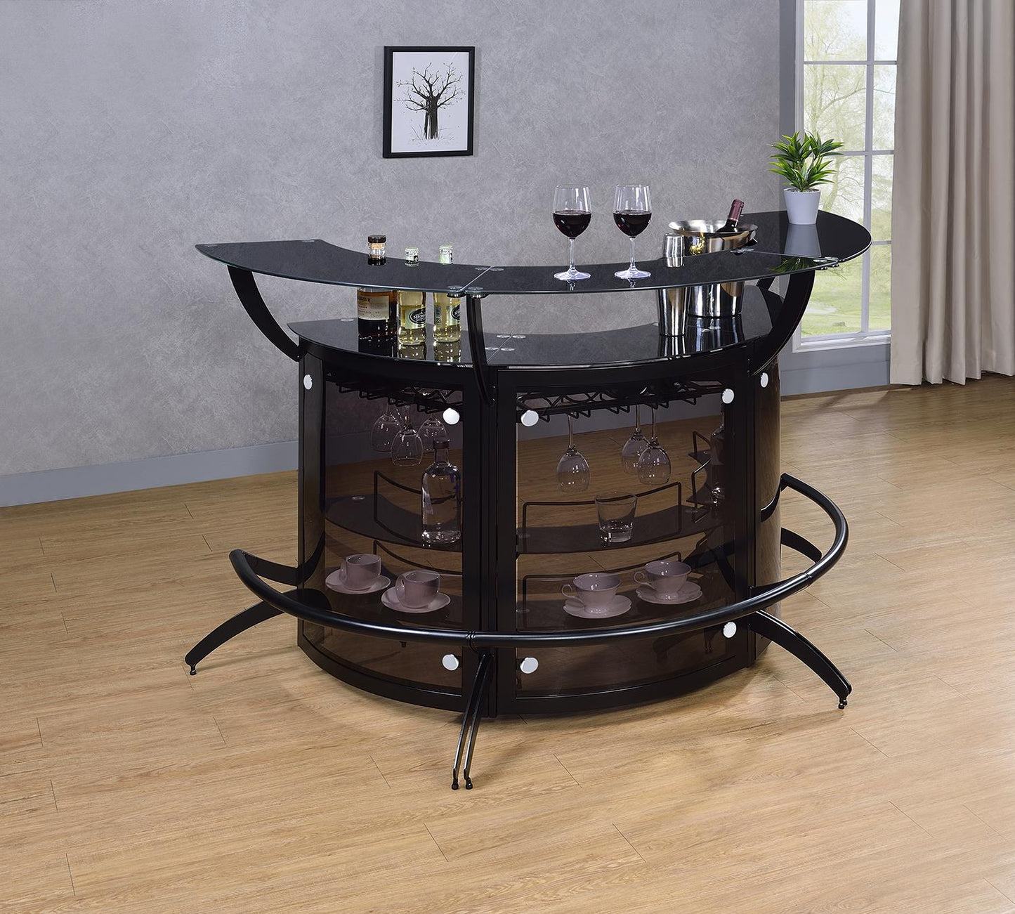 Dallas - Dallas Curved Bar Unit Smoke and Black, Set of 3