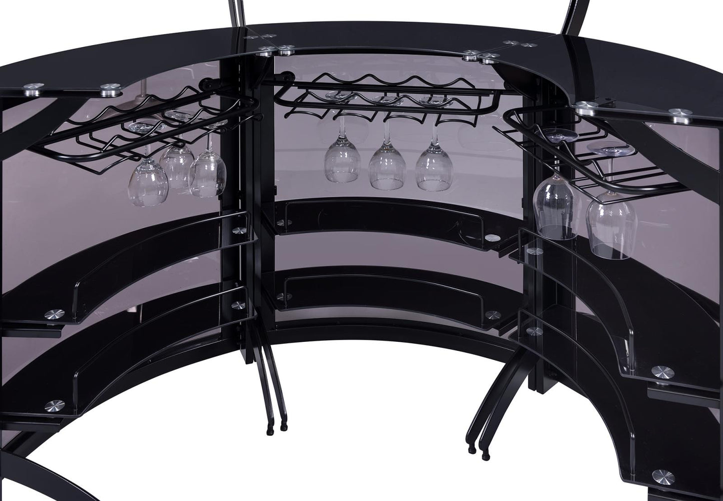 Dallas - Dallas Curved Bar Unit Smoke and Black, Set of 3