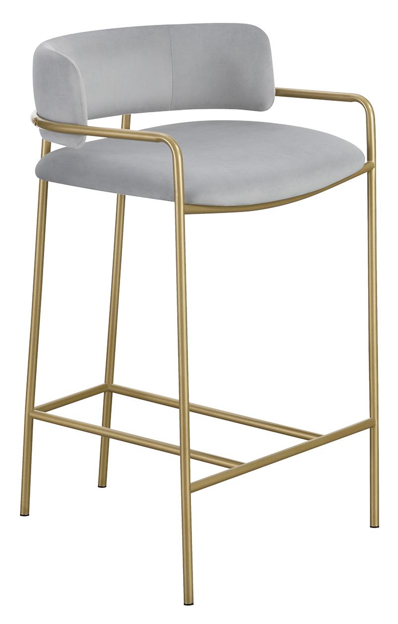 Comstock - Comstock Upholstered Low Back Stool Grey and Gold
