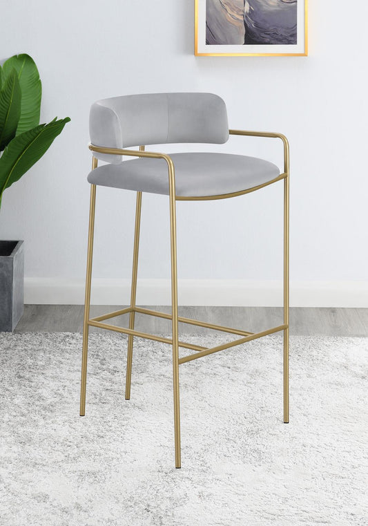 Comstock - Comstock Upholstered Low Back Stool Grey and Gold