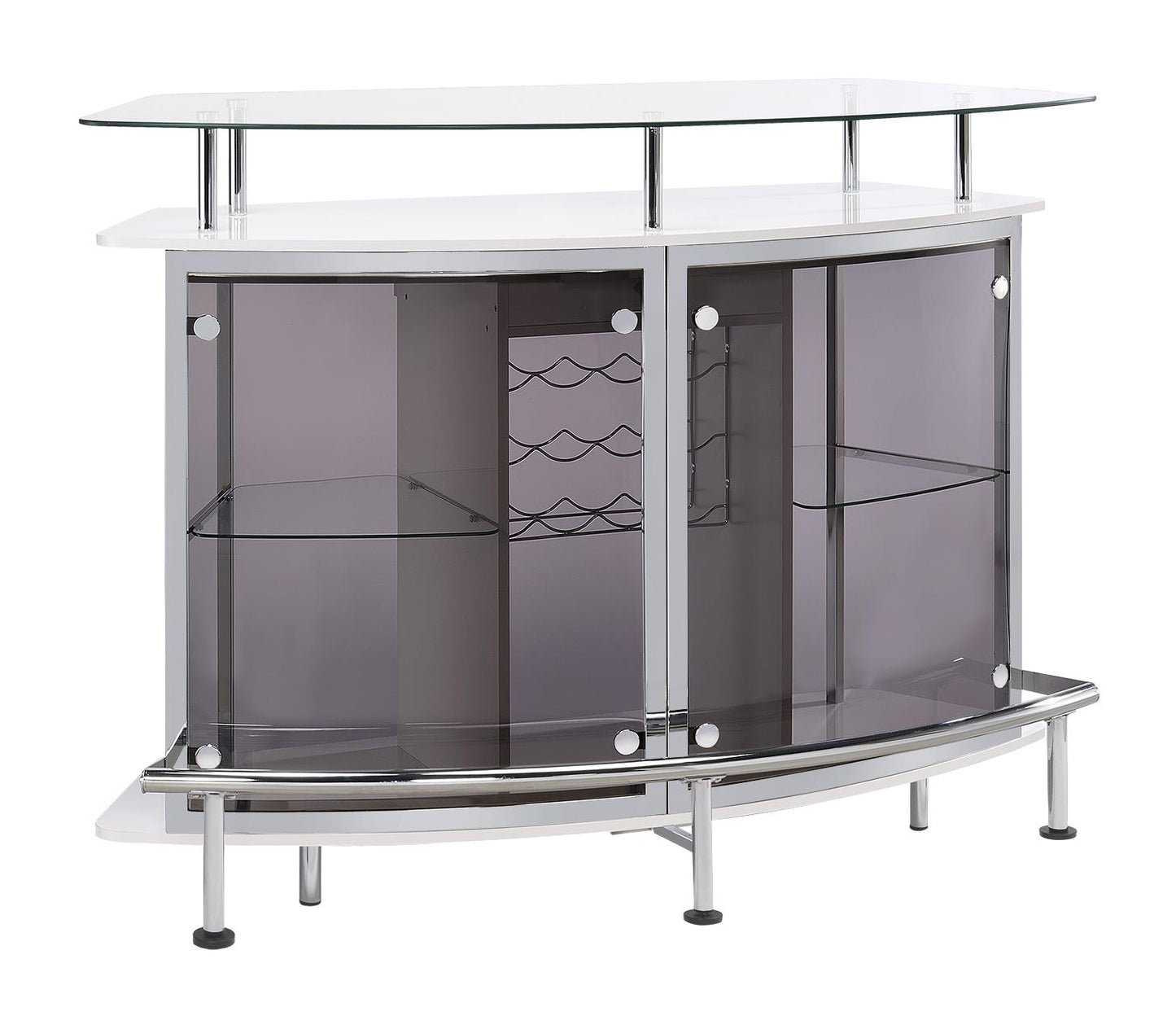 Gideon - Gideon Crescent Shaped Glass Top Bar Unit with Drawer