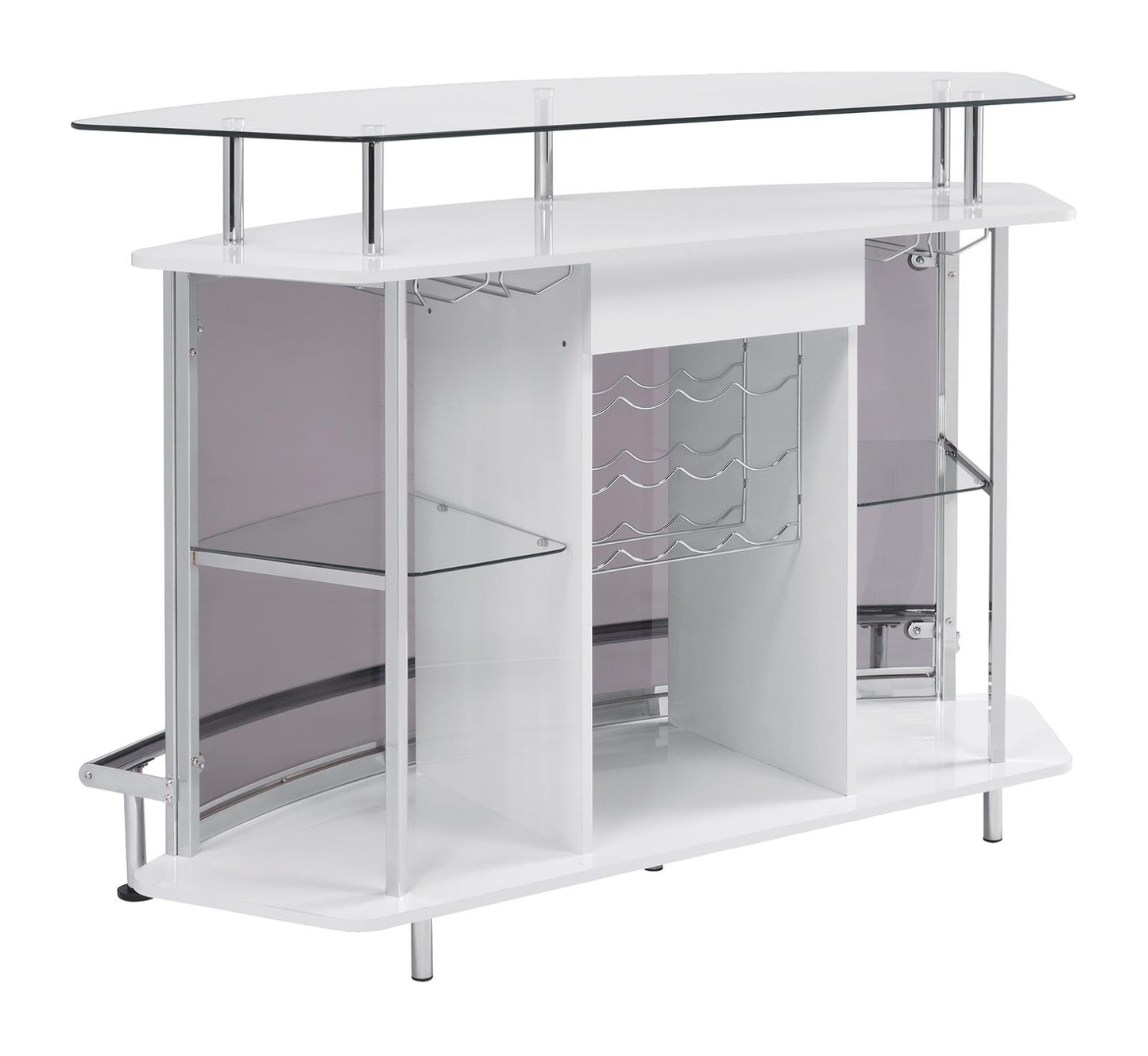 Gideon - Gideon Crescent Shaped Glass Top Bar Unit with Drawer