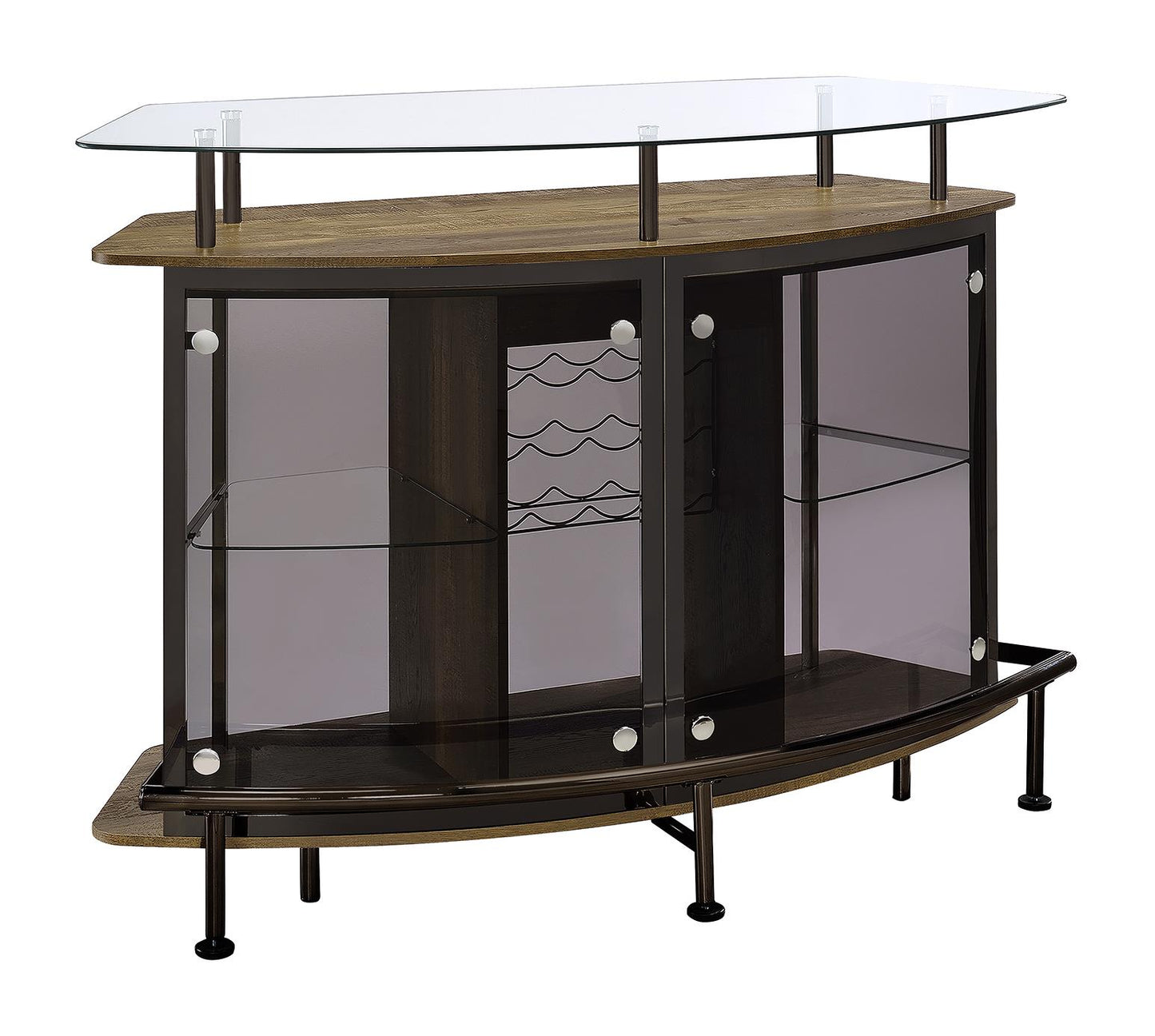 Gideon - Gideon Crescent Shaped Glass Top Bar Unit with Drawer