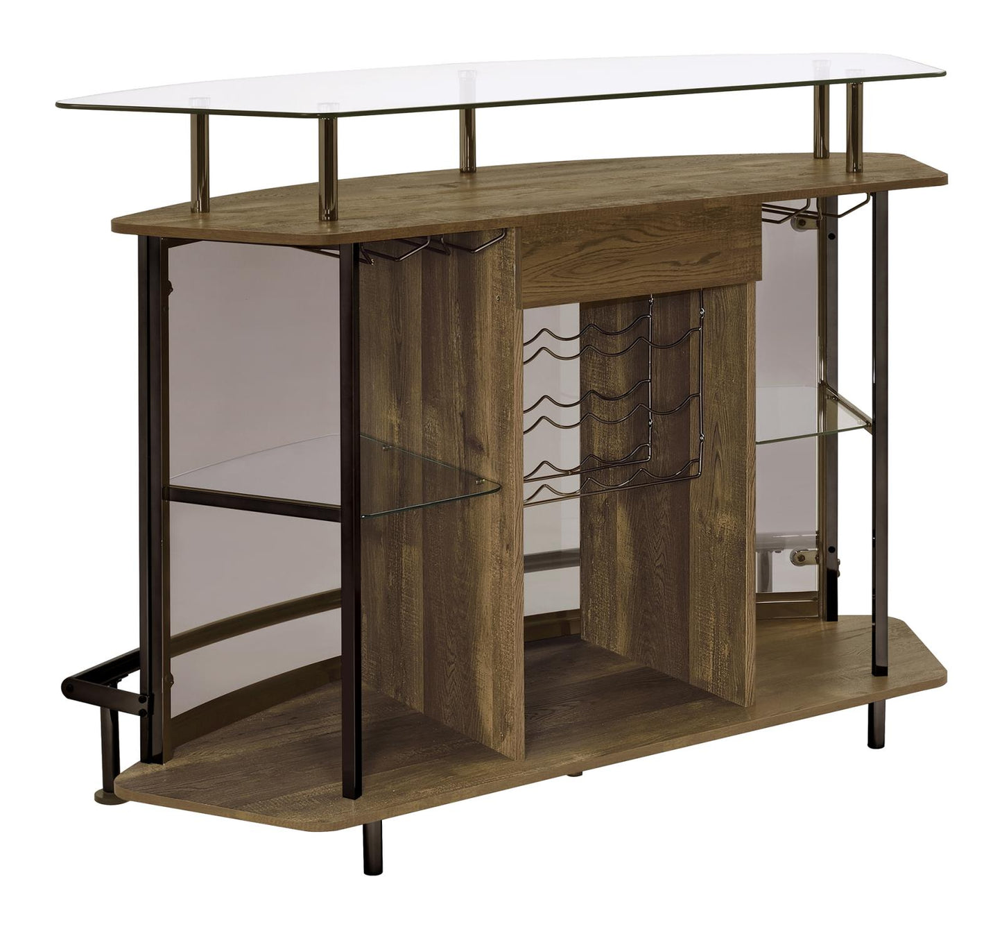 Gideon - Gideon Crescent Shaped Glass Top Bar Unit with Drawer