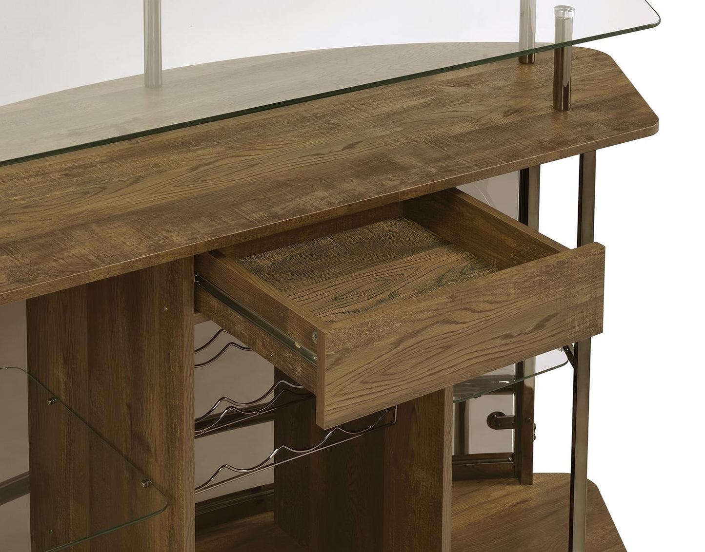Gideon - Gideon Crescent Shaped Glass Top Bar Unit with Drawer