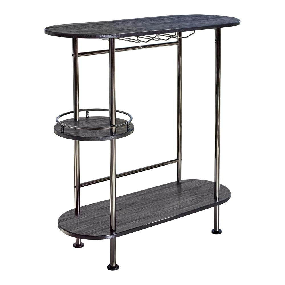 Ferguson - Ferguson 3-tier Bar Unit Black Nickel and Black Oak