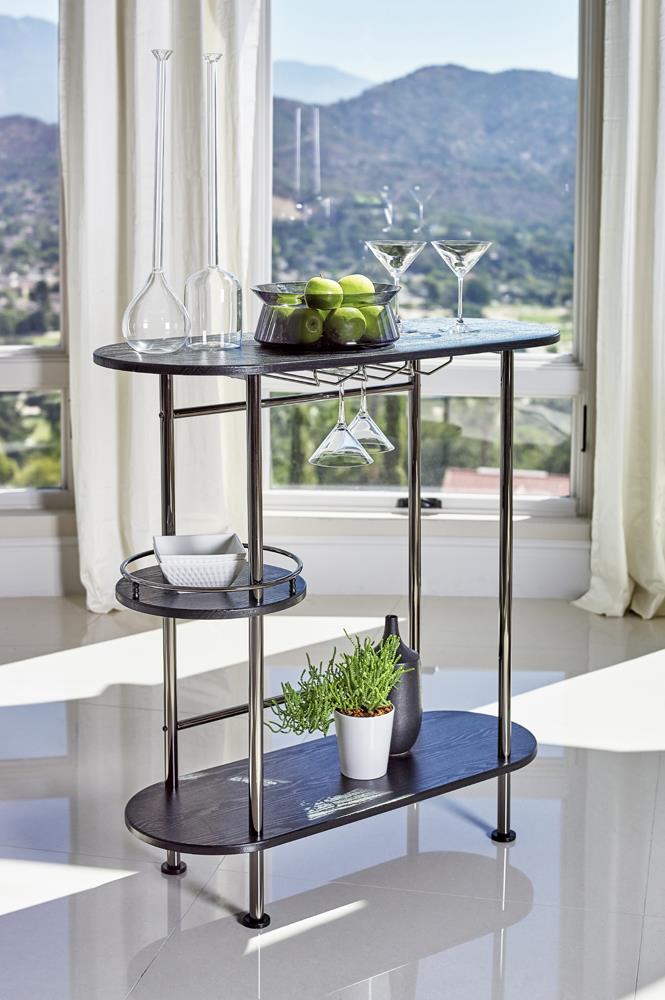 Ferguson - Ferguson 3-tier Bar Unit Black Nickel and Black Oak