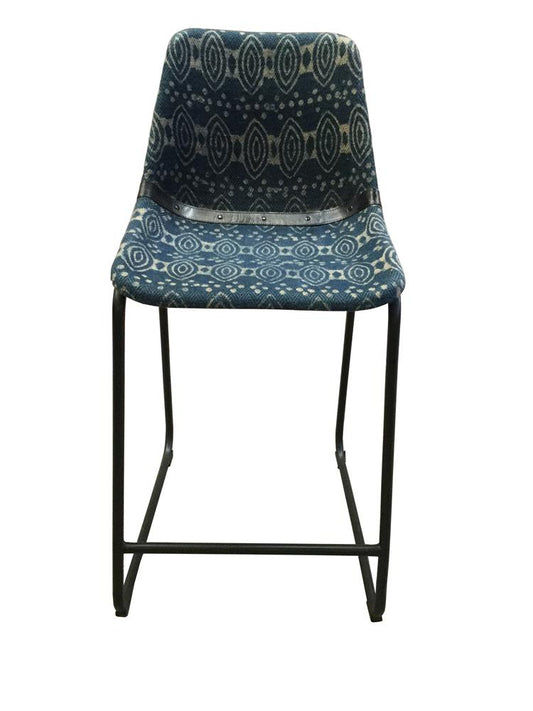 Marquise - Marquise Counter Height Stools with Footrest Blue and Matte Black (Set of 2)