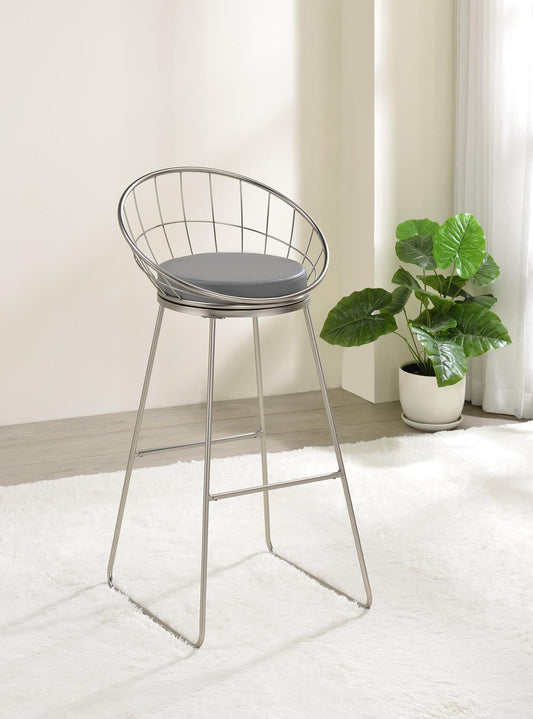 Glenbrook - Glenbrook Padded Seat Bar Stools Grey and Satin Nickel (Set of 2)