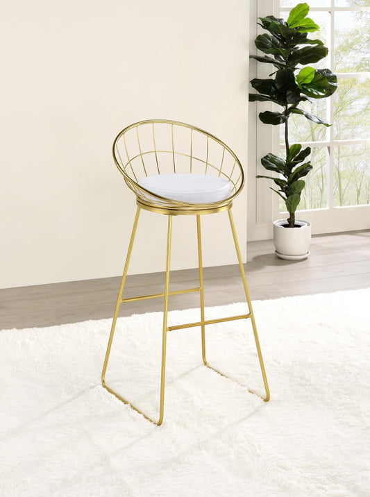 Glenbrook - Glenbrook Padded Seat Bar Stools White and Matte Brass (Set of 2)