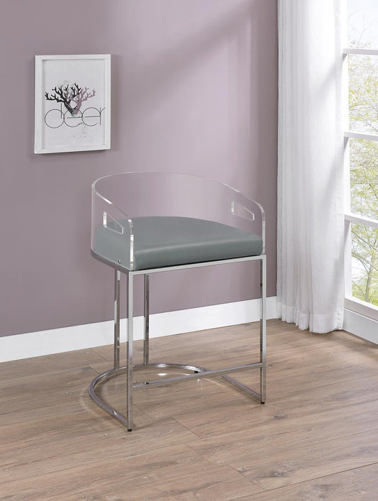 Thermosolis - Thermosolis Acrylic Back Counter Height Stools Grey and Chrome (Set of 2)