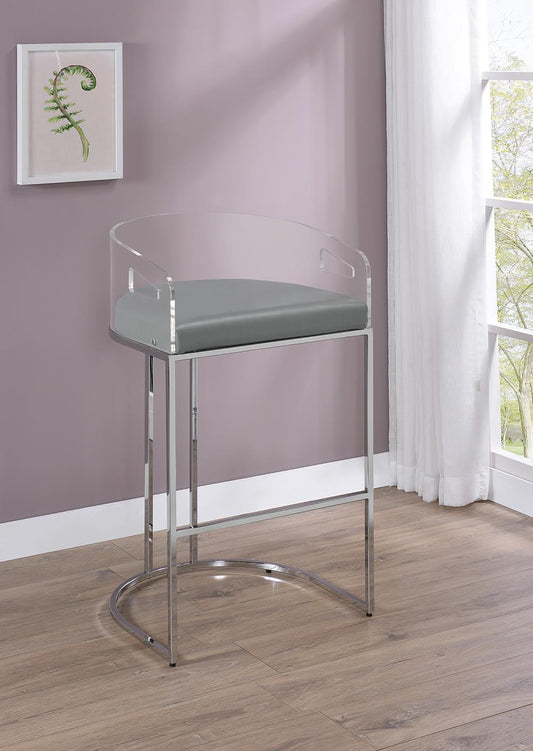 Thermosolis - Thermosolis Acrylic Back Bar Stools Grey and Chrome (Set of 2)