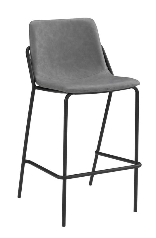 Earnest - Earnest Solid Back Upholstered Bar Stools Grey and Black (Set of 2)