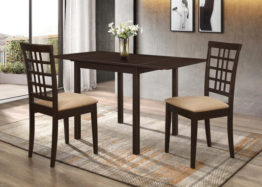 Kelso - Kelso 3-piece Drop Leaf Dining Set Cappuccino and Tan