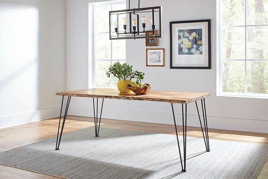 Sherman - Sherman Rectangular Dining Table Natural Acacia and Matte Black
