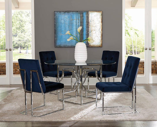 Cisco - Cisco Upholstered Dining Chairs Ink Blue and Chrome (Set of 2)