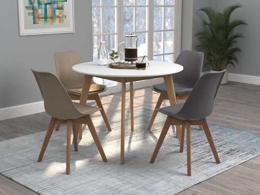 Breckenridge - Breckenridge Round Dining Table Matte White and Natural Oak