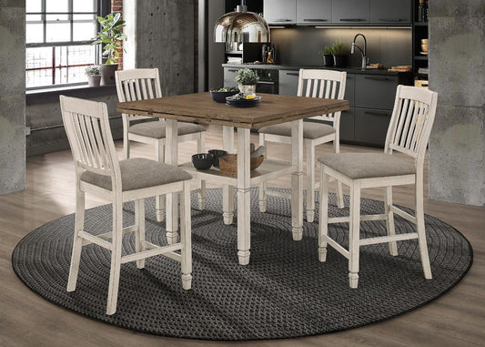 Sarasota - Sarasota 5-piece Round Counter Dining Set Nutmeg and Rustic Cream