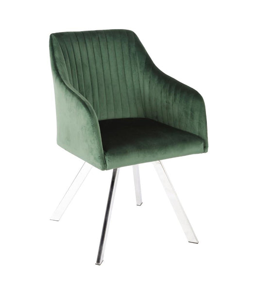 Veena - Veena Channeled Back Swivel Dining Chair Green