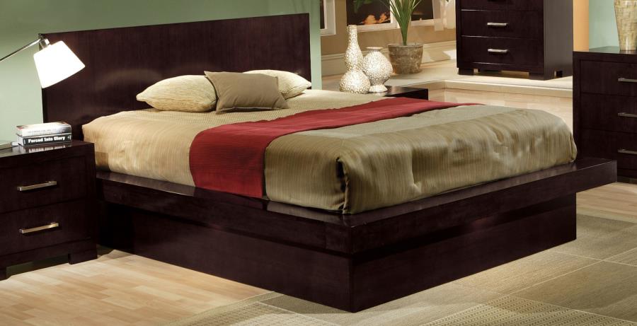 Jessica - Jessica Eastern King Platform Bed with Rail Seating Cappuccino