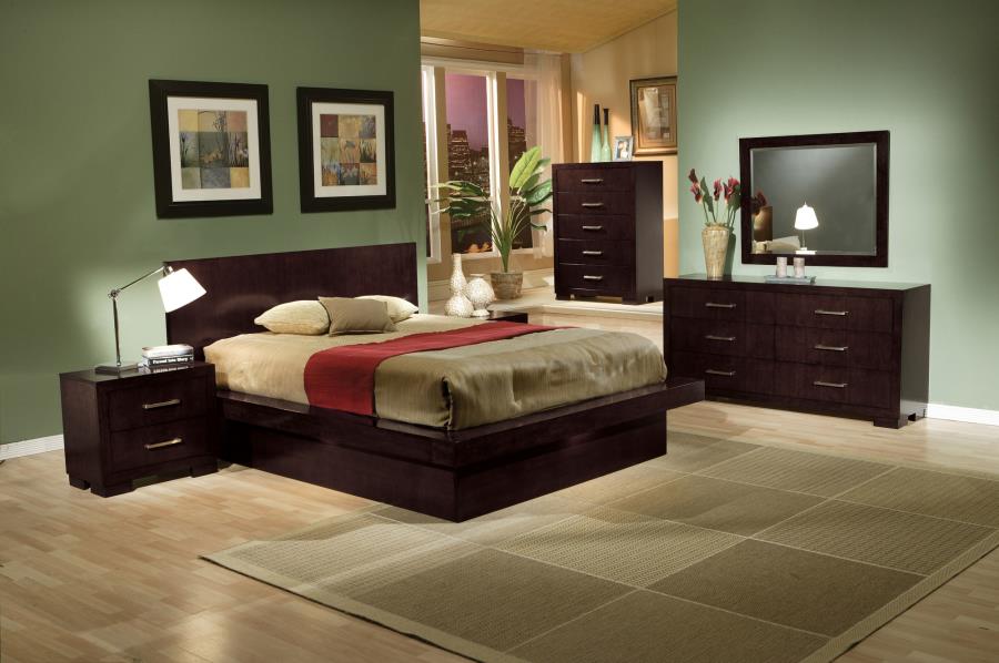 Jessica - Jessica Eastern King Platform Bed with Rail Seating Cappuccino