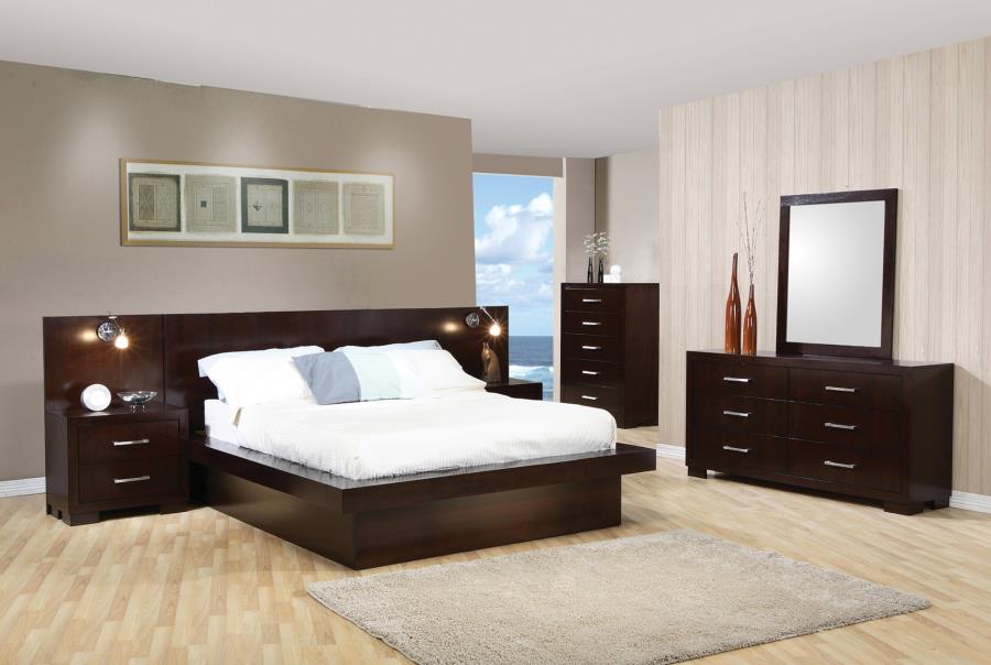 Jessica - Jessica California King Platform Bed with Rail Seating Cappuccino