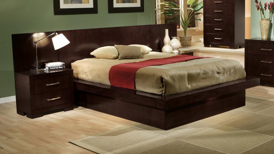 Jessica - Jessica Queen Platform Bed with Rail Seating Cappuccino