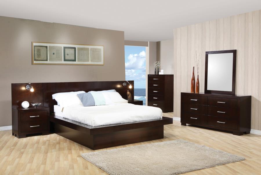 Jessica - Jessica Queen Platform Bed with Rail Seating Cappuccino