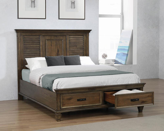 Franco - Franco Eastern King Storage Bed Burnished Oak