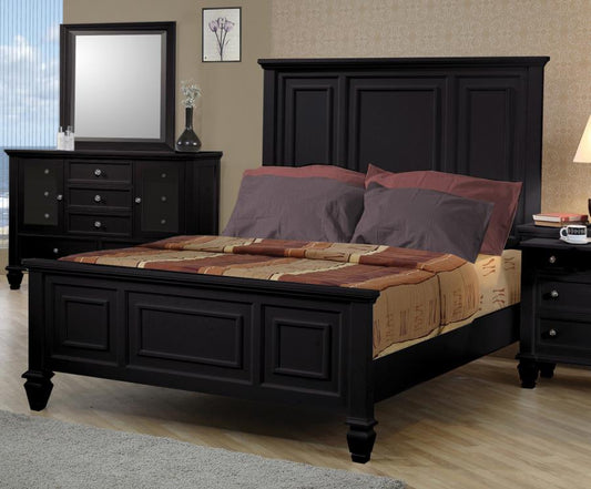 Sandy Beach - Sandy Beach California King Panel Bed with High Headboard Black