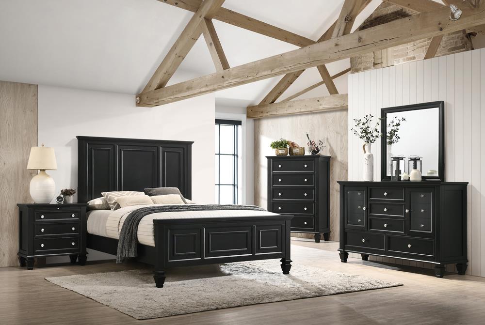 Sandy Beach - Sandy Beach Eastern King Panel Bed with High Headboard Black